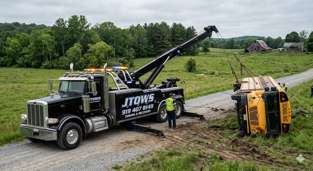 JTOWS heavy-duty wrecker handling a large vehicle recovery